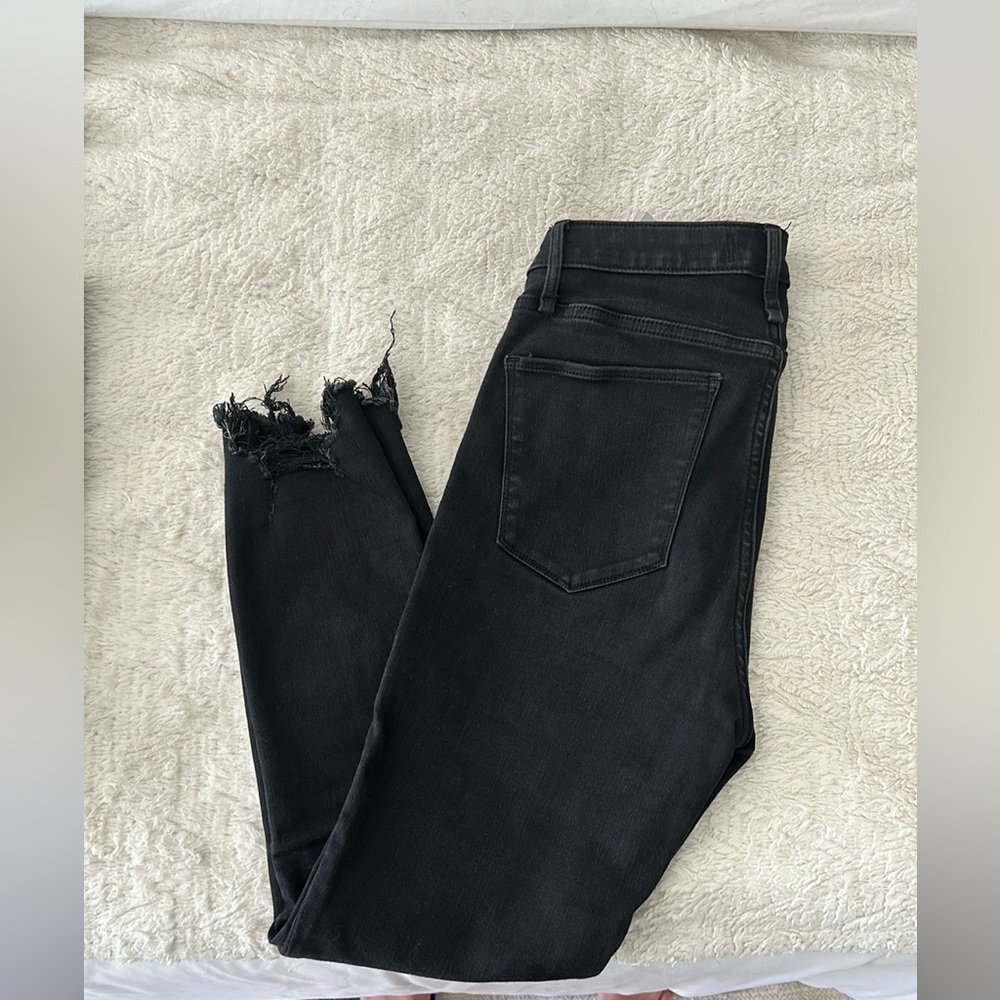 Abercrombie and Fitch Black Skinny Jeans with Raw Edge